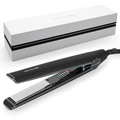 Corioliss C1 Flat Iron Hair Straightener Professional Titanium Plates Temperature Control Travel Case (Black Soft Touch Chrome)