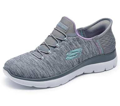Skechers Women's Summits Hands-Free Slip-Ins – Memory Foam Insole, Heel Pillow, Vegan Materials Sneaker, Grey Mint, 9