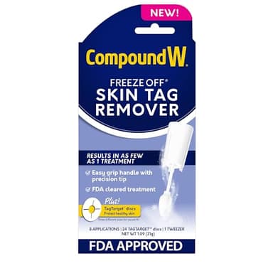 Compound W Freeze Off Skin Tag Remover, FDA Approved Skin Tag Removal Kit with 8 Skin Tag Remover Applications and 1 Pair of Tweezers