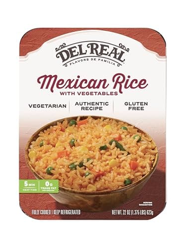 Del Real Foods Mexican Rice with Vegetables – Authentic Yellow Rice Side Dish, Microwave-Ready Meal in 5 Minutes, Fresh, Family Size 22oz, Gluten Free - Perfect for Vegetarian Meals