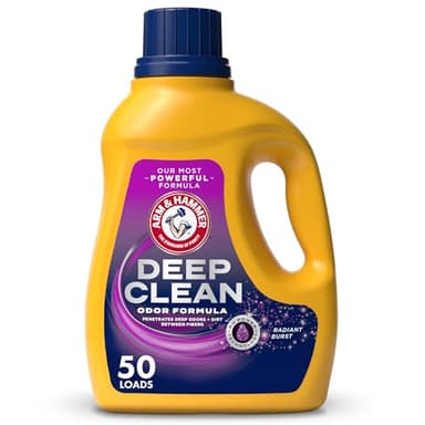 ARM & HAMMER Deep Clean Odor Formula Liquid Laundry Detergent, Radiant Burst Scent, 75 Fl Oz, 50 Loads