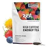 Zest 135mg High Caffeine Energy Leaf Blend - Superberry Samba Green Tea - 20 Pack Bag - Hot or Iced - All Natural Strong Flavored Healthy Coffee Highly Caffeinated Substitute - Perfect for Keto Diet