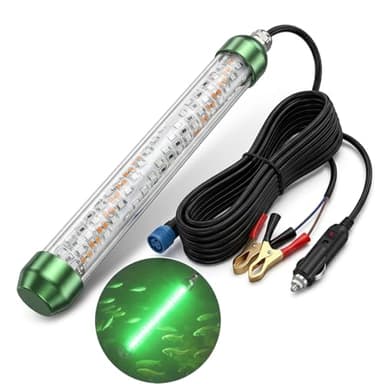 50W Underwater Green Fishing Light Max Powe 12V100W Fish Attracting Light for Boat Docks Kayaks at Night, IP68 Submersible Green Light for Crappie Snook Squid Bait Catfish (16.4Ft Cable)