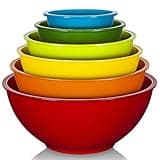 YIHONG 6 Piece Plastic Mixing Bowls Set, Colorful Serving Bowl for Kitchen, Ideal for Baking, Prepping and Cooking,Nesting Design for Space Saving Storage, Rainbow
