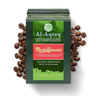 Al-Aqeeq Yemeni Coffee, Medium Roast Whole Bean, 8.8 oz - Authentic Single Origin Arabica, Freshly Roasted Coffee Beans