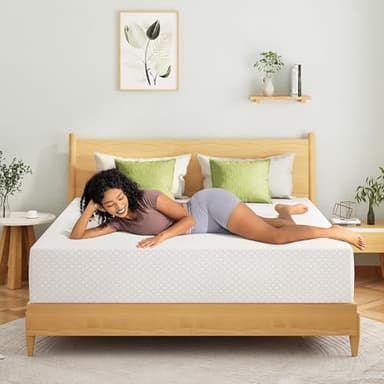 EGOHOME Queen Mattress 12 Inch, Green Tea Memory Foam Mattress, Medium Firm