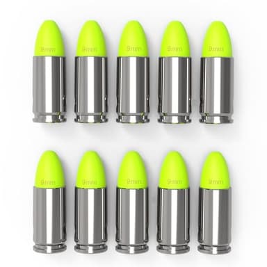 FIREGOWIN Pro 9mm Dummy Rounds – Training Snap Caps, Reusable Dry Fire Training Round with Rubber Primers (Green 10-Pack)