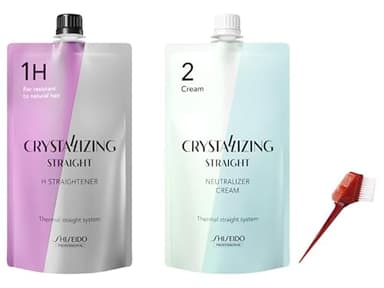 Professional Hair Rebonding Kit - Crystallizing Straightener, Neutralizing Cream, Hair Brush (2023)