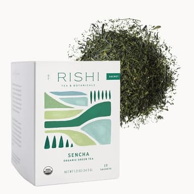Rishi Tea Sencha Green Tea - Organic Sachet Bags, Caffeinated Japanese Green Tea, Enjoy Hot or Iced - 15 Count (Pack of 1)