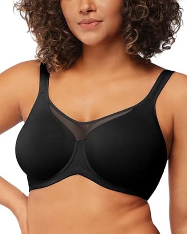 HSIA Minimizer Bras for Women Plus Size, Full Coverage Coolcomfort T Shirt Unlined Bra with Underwire for Heavy Breast, Black 38DD