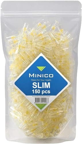 MINICO Disposable Cigarette Filters Slim 150 Pieces for Slim & Roll-ups Yellow & Slim Cigarette Filters That Remove Tar and Chemicals Cigarette Holder | Cigarette Filter Tips - Slim Cigarette Case