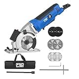 Mini Circular Saw, 3-3/8” 5000RPM Electric Compact Circular Saw, Laser Cutting Guide, with 6 Blades for Wood PVC, Metal,Tile Plastic