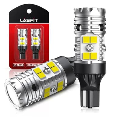 LASFIT 921 LED Bulb Reverse Lights, 912 T15 Back Up Light CANBUS Error Free W16W 906 Reversing Bulb 904 916 6000K Xenon White New Upgrade Design, Plug and Play (Pack of 2)