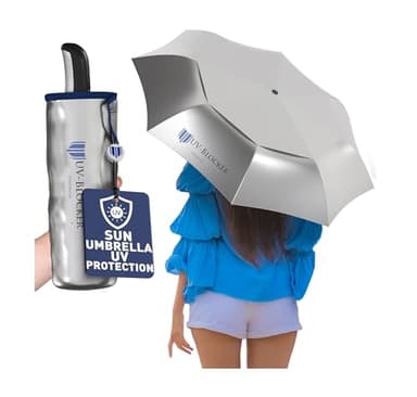 UV-Blocker Sun Umbrella UV Protection Compact - Auto Open/Close - Double Vented Canopy - Wind-Resistant Sun Umbrella for Walking - 55+ UPF - 42"