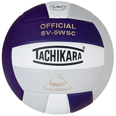 Tachikara SV5WSC Official Indoor Volleyball – Sensi-Tec Composite Leather, Regulation Size & Weight, NFHS Approved Game Ball, Purple/White/Silver Gray