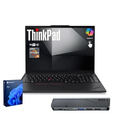 Lenovo ThinkPad E16 Business Laptop, 16" FHD+ Anti-Glare Touchscreen, AMD Ryzen 5 7535U, 32GB DDR5, 1TB SSD, Wi-Fi 6E, Fingerprint, Backlit, Webcam, Windows 11 Pro, Bundle with 7-in-1 USB-C Hub