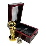Express Medals Champion Basketball Trophy and Championship Gold Color Ring with Gift Award Box Tournament Set Fantasy Presentation