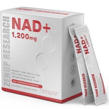 ZenUP Liquid NAD, Extra Strength 1,200mg NAD+ Supplement with CoQ10, Resveratrol, D-Ribose & PQQ for Men & Women, Natural NAD+ Stick for Anti-Aging, Energy, Focus - 30 Packets