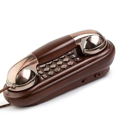 Sangyn Corded Phone Vintage Wood Grain Wall Phone, No AC Power Required, 3 Speed Dial Keys, Big Buttons, Loud Mechanical Ringer, Volume Control, Redial, Mute, Flash, Landline Phone for Home House