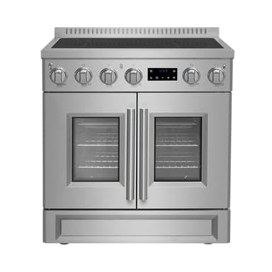 Forno Torino French Door 30 Inch Induction Range with Air Fryer, Air Sous Vide & True Convection, Dual Broiler, Stainless Steel