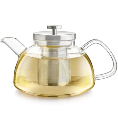 Teabloom Balance Borosilicate Glass Tea Kettle & Teapot – Stovetop-Safe, 40oz – Deep Loose Tea Infuser for Hot & Iced Tea – Elegant & Versatile Design for Tea Connoisseurs