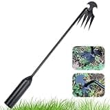 Benksaas Weed Puller Tool,2025 Upgrade Garden Weed Pulling Tool, Weeding Artifact Uprooting Weeding Tool, 4 Teeth Weed Puller Tool Manganese Steel with Long Handle for Garden (16in)