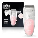 Braun Epilator Silk-épil 5 5-620, Hair Removal Device, Epilator for Women, Shaver & Trimmer, Cordless, Rechargeable, Wet & Dry, 6 Piece Set