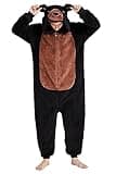 Loiahoer Unisex Bear Onesie Pajamas Halloween Cosplay Costume,Shu Velveteen Christmas Pajamas Set for Family Adult Hooded Zipper,Brown,L