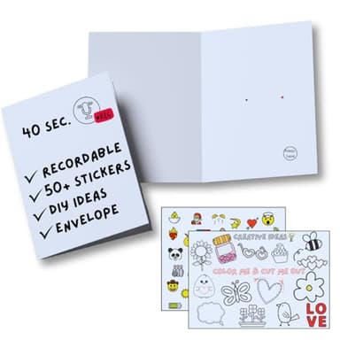 MACHERA DIY Voice Recordable Greeting Card, Records 40+ Seconds with Envelope and Stickers, Record Your Message for Birthdays and More - Blank Audio Recordable Greeting Card