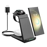 Wireless Charger for Samsung - NANAMI 3 in 1 Charging Station for Multiple Devices, Fast Charger Stand for Galaxy S25 S24 S23 Ultra S22 S21 Z Flip Fold 4,Galaxy Watch 6/5/5 Pro/4/3, Galaxy Buds 2 Pro