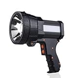 YIERBLUE Rechargeable Spotlight, Super Bright 1000,000 LM LED Flashlight Handheld Spotlight 10000mAh Long Lasting Large Flashlight Searchlight and Flood Camping Flashlight with Foldable Tripod Black