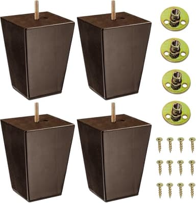 The Blue Cactus Company Wooden Furniture Legs Set of 4-5 in Espresso Square Tapered Screw-in Legs - Bench Replacement Feet