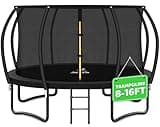 JELENS Trampoline 8FT 10FT 12FT 14FT 16FT, Recreational Trampolines with Enclosure Net and Ladder, Outdoor Anti-Rust Trampolines for Kids and Adults, ASTM (Black, 14FT)