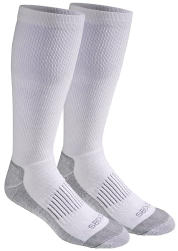 Dickies Men's Light Comfort Compression Over-The-Calf Socks, White (2 Pairs), Large
