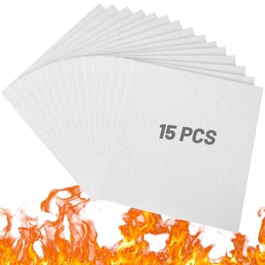 UCandy 15 Pack Ceramic Fiber Paper, 11" x 12" x 1/8" High Temperature Ceramic Fiber Rectangle Papers White Insulation Gasket Paper for Stove Furnace Fireplace