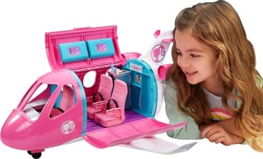 Barbie Dreamplane Transforming Playset with Reclining Seats and Working Overhead Compartments, Plus 15+ Pieces Including a Puppy and a Snack Cart, for Kids 3 Years Old and Up (Amazon Exclusive)