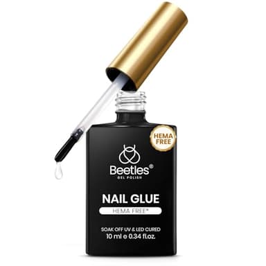 Beetles HEMA-Free Nail Glue Gel - 10ml TPO Free Super Strong Brush U V Nail Glue for Acrylic and Clear Press On Nails, Long Lasting Extension Gel Curing Needed