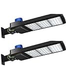 LEDMO 300W LED Parking Lot Lights Adjustable Arm Mount with Photocell 1000-1200W HID/HPS Replacement Waterproof IP65 36000LM 5000K Outdoor Commercial Area Street Flood Lighting(2pack)