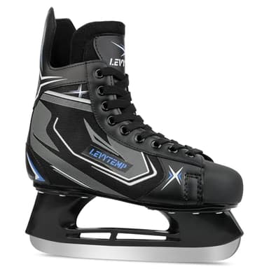 LEVYTEMP Hockey Ice Skates for Kids and Adults, Soft Boot with Pre-Sharpened Stainless Steel Blades, Reinforced Toe Cap, Light Weight Holder for Recreational Skating and Casual Hockey