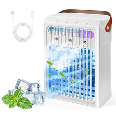 Portable Air Conditioners,1000ML Portable AC Unit,Personal Small Air Conditioner,3 Speed Quiet Evaporative Air Cooler,2/4/6H Timer OFF,7Color Night Light,for Bedroom,Room,Office,Desk,Tent,Indoor.White