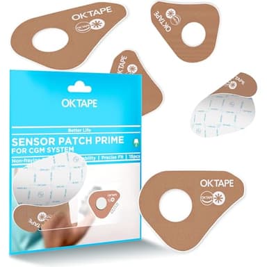OK TAPE Adhesive Patches Compatible with Freestyle Libre 3/3 Plus(15 pcs), Waterproof & Sweatproof CGM Sensor Covers for 15 Days, Thin, Long Last Sensor Patches