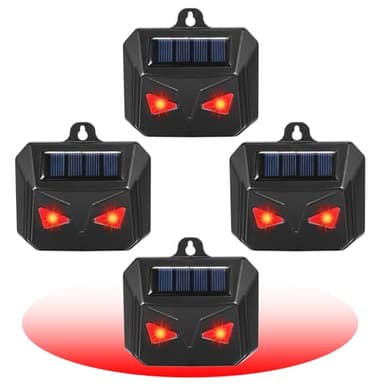 Solar Nocturnal Animal Repellent Outdoor 4 Pack Predator Eyes Coyote Deterrent Skunk Repellent for Yard with Red LED Lights for Deer Fox Raccoon Animal Repeller Device for Chicken Coop Farm Garden