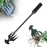 Cecurpo Weeding Artifact Uprooting Weeding Tool, 2025 New 4 Teeth Manganese Manual Weed Remover Tool with Long Handle, Durable Steel Weeding Claw Uprooting Tool for Yard and Garden (Black-19.7in)