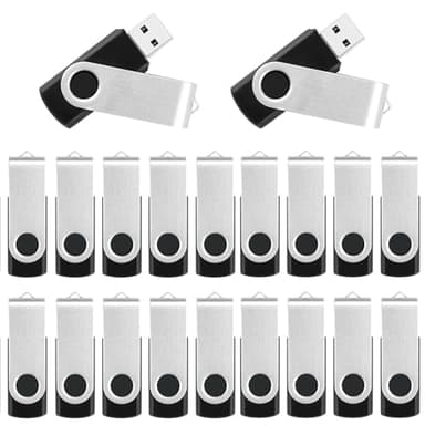 128MB Flash Drive Bulk USB Flash Drives 20 Pack, USB 2.0 Thumb Drive Photo Stick Jump Drives with Lanyards, Swivel Memory Stick Pendrive Zip Data Storage and Backup Flashdrive for Computer