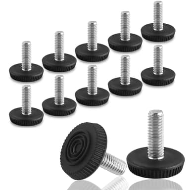 M6 Thread Levelers, 12 PCS Adjustable Furniture Feet, Screw in Leveling Feet for Table, Cabinets, Chairs, Stool Legs