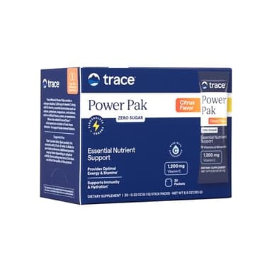 Trace Minerals Power Pak Multivitamin and Multimineral Packets - Electrolyte Support - 1200 mg Vitamin C plus 70+ Trace Minerals - Sugar Free - Citrus Flavor - 30 Packets