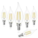 Sailstar Dimmable LED Candelabra Bulbs,60W Equivalent,4000K Daylight White,4 Watt Chandelier Light Bulb,LED Edison Bulb,E12 Base Filament Flame Tip,500 Lumen,6 Pack