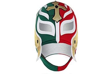 Make It Count Rey Misterio Lucha Libre Mask, PRO Fit Adult Mask, Green Red Design, One Size Fits Most, Adjustable Back Lace