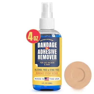 Sting-Free Adhesive Remover - 4 oz Gentle & Pain-Free Bandage, Strong Adhesive Remover - Ideal for Sensitive Skin, Sports Tape, Dialysis Ports, Continuous Blood Glucose Monitoring, Colostomy Bag Care