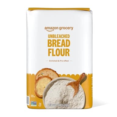 Amazon Grocery, Enriched Bread Flour, Unbleached, 5 Lb
